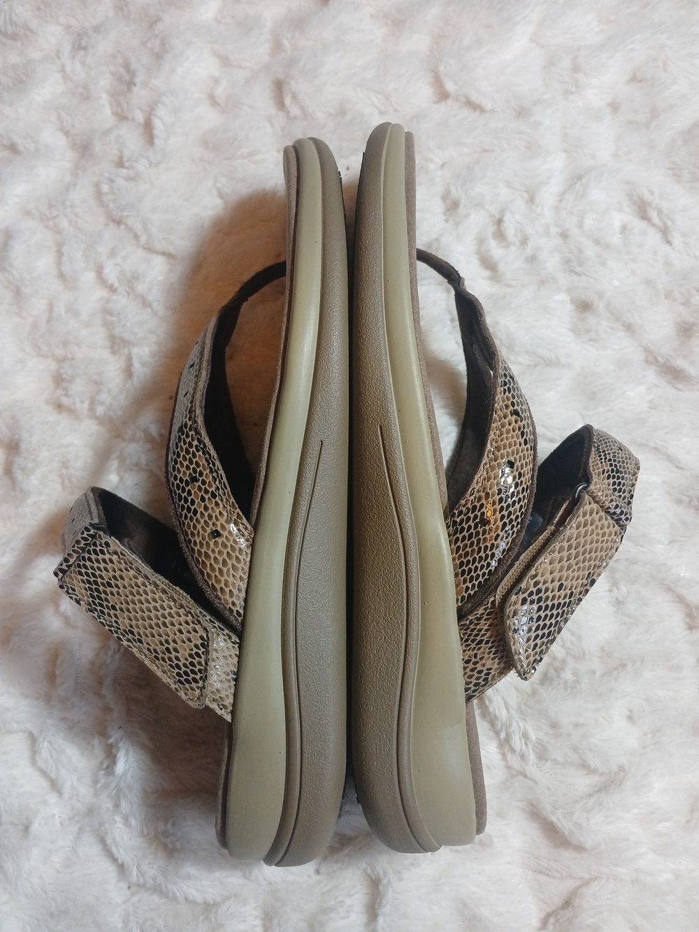 OrthoFeet Gaya Womens Snakeskin Print Brown Taupe Sandals Size 9B - Picture 8 of 11